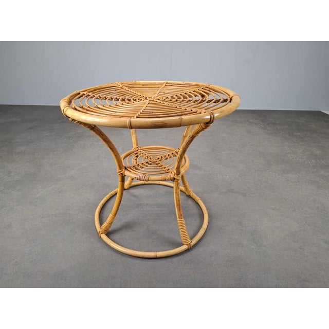 Wood Mid-Century Rattan and Bamboo Side Table, Czechoslovakia, 1960s For Sale - Image 7 of 18