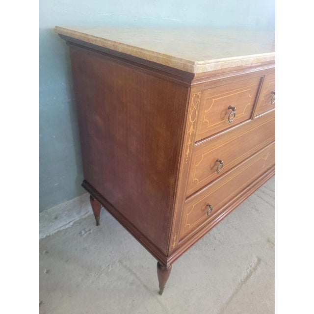 Louis XVI Style Chest of Drawers with Marble Top For Sale - Image 5 of 17