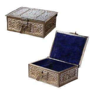 19th Century French Napoleon III Silver-Plated Copper Jewelry Box For Sale