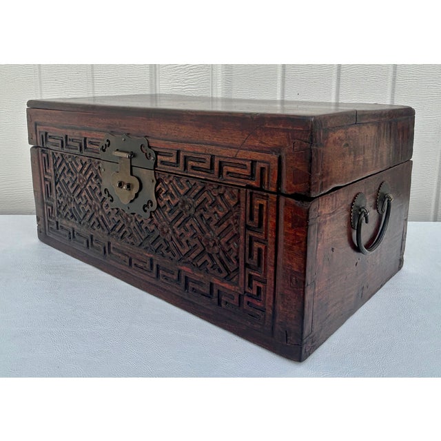 Antique Chinese Wood Carved Box For Sale - Image 13 of 17