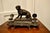 French 2 pot inkwell stand with a Hunting Retriever Dog This is a very attractive desk top inkwell, the centre of the...