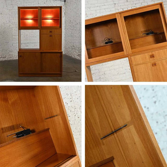 Mid-Late 20th Century Scandinavian Modern Teak 4 Part Triple Stacked Display Cabinet Secretary For Sale - Image 10 of 13