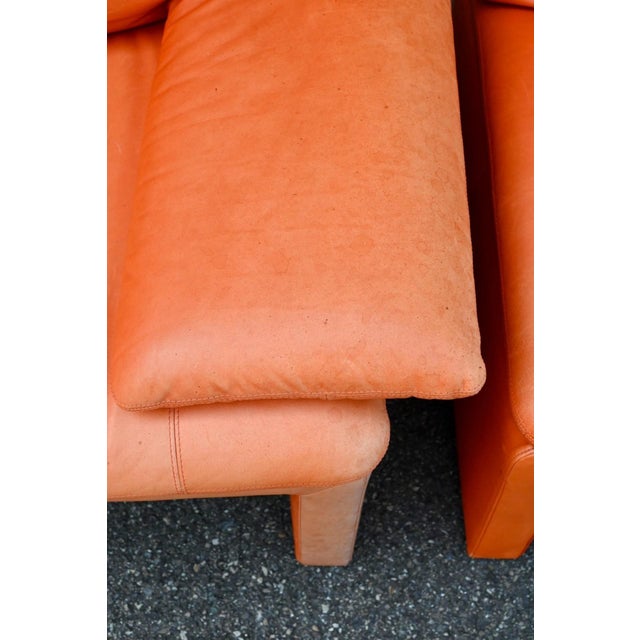 Series 5 Lounge Chairs in Cognac Orange Leather, 1970s, Set of 5 For Sale - Image 17 of 18