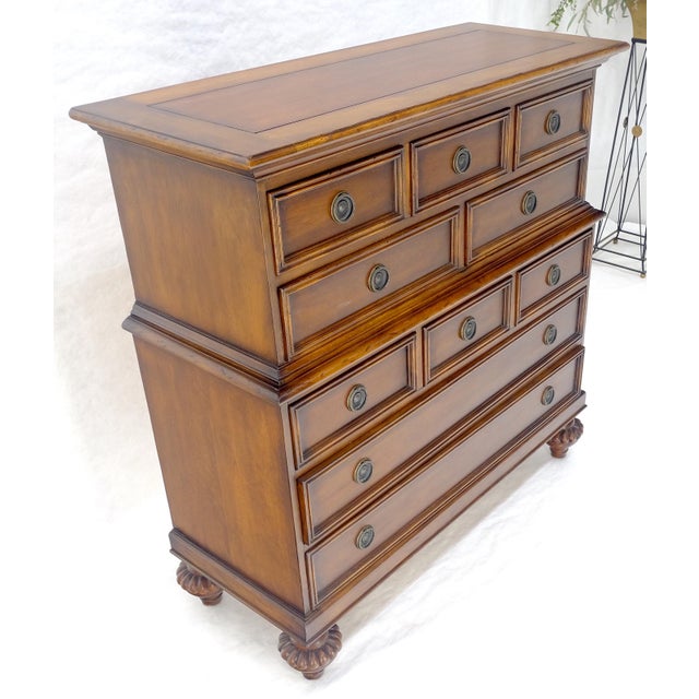 Wood Baker 10 Drawer High Boy Chest Dresser Paper Lined Drawers MINT! For Sale - Image 7 of 18