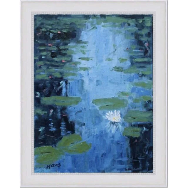 "Water Lily Flower" Contemporary Impressionist Style Oil Painting For Sale - Image 10 of 12