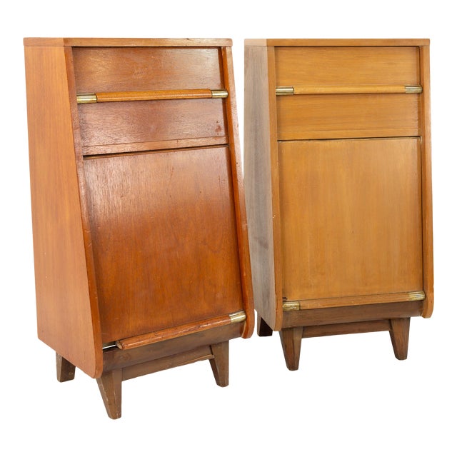 United Mid Century Walnut Tall Nightstand Foyer Entry Console Chairish