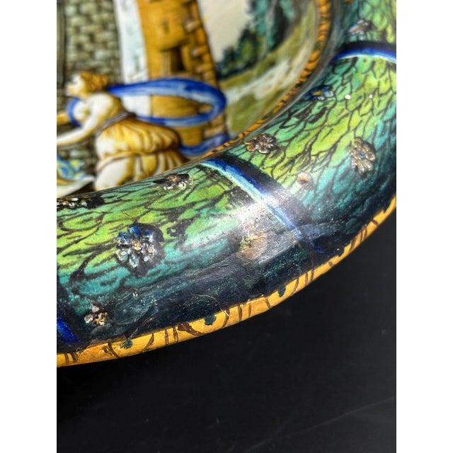 Italian Cantagalli Maiolica Charger with Istoriato Scene and Rooster Mark, 1890s For Sale - Image 10 of 11
