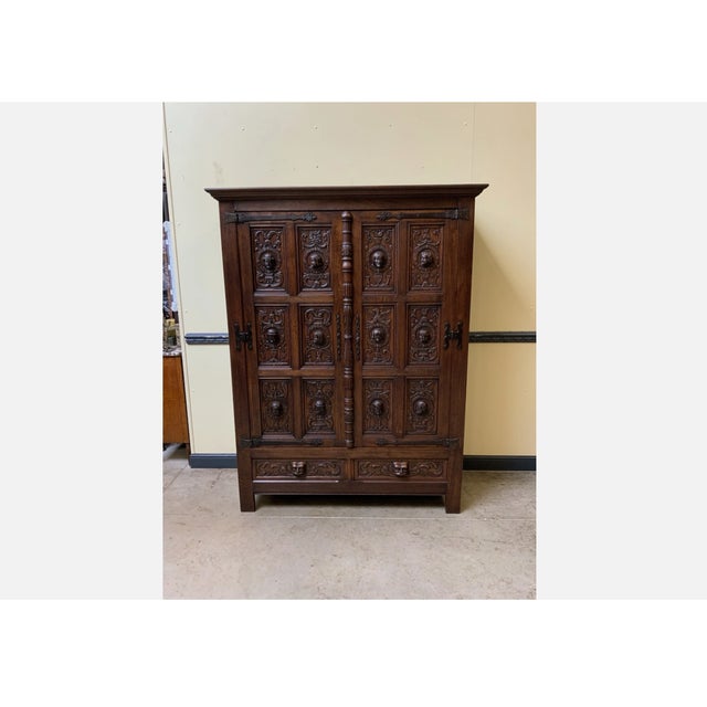 Antique Neo-Gothic Wardrobe with Linen Compartments, 1880 For Sale - Image 11 of 11