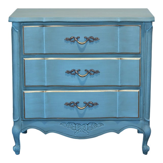 1970's French Provincial Light Blue Chest of Drawers For Sale