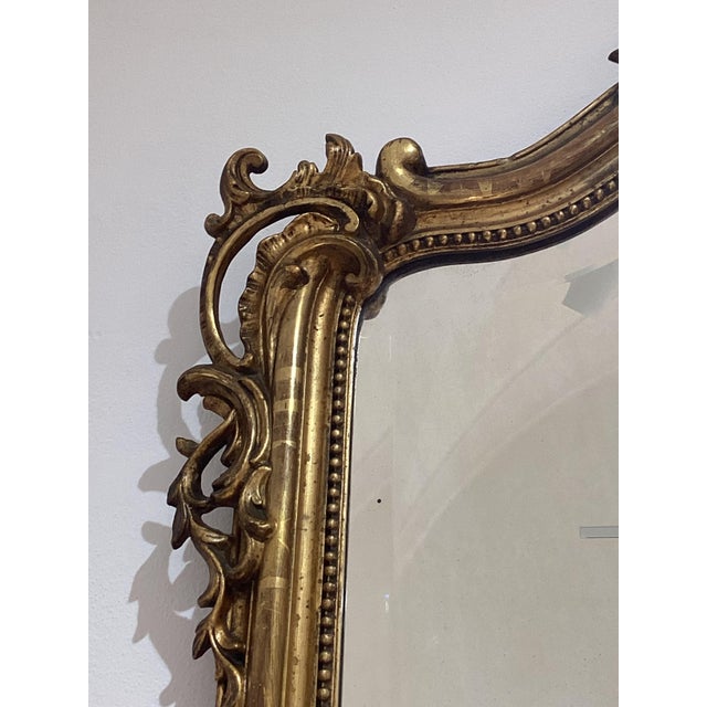 Antique French Gilded Wood Mirror, 1800s For Sale - Image 8 of 15