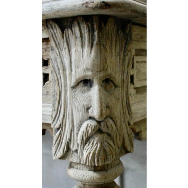 Antique Bleached Oak Green Man Hall Table, 1880s For Sale - Image 11 of 13