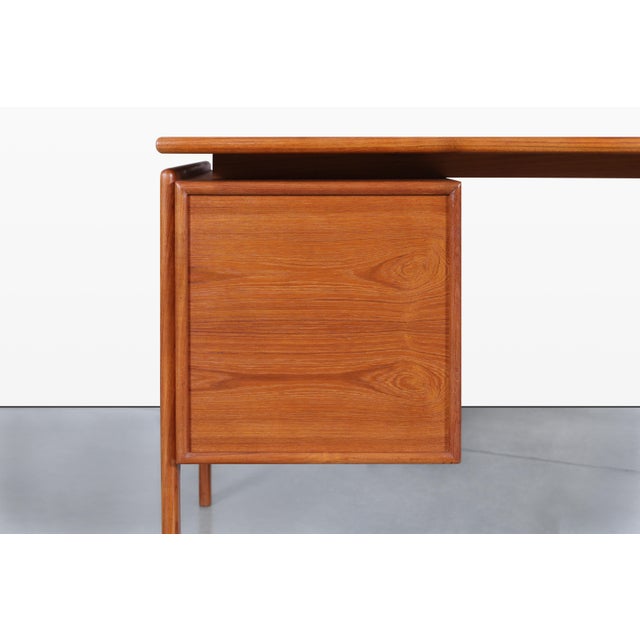 Danish Modern Floating Top Teak Executive Desk by g.v. Mobler For Sale - Image 12 of 14