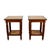 Pair of side tables by Bauer International, featuring solid wood construction with woven cane inset panels and original...