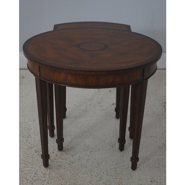 Maitland Smith Oval Pair of Nesting Tables For Sale - Image 12 of 14