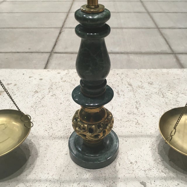 1940s Japanese Green Marble & Bronze Scales of Justice For Sale - Image 10 of 13