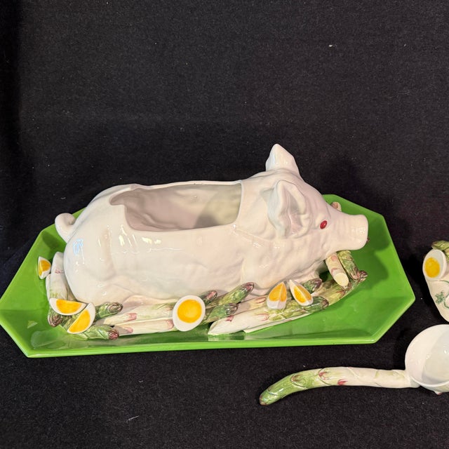 Ceramic Vintage Italian Majolica Pig-Form Soup Tureen For Sale - Image 10 of 12