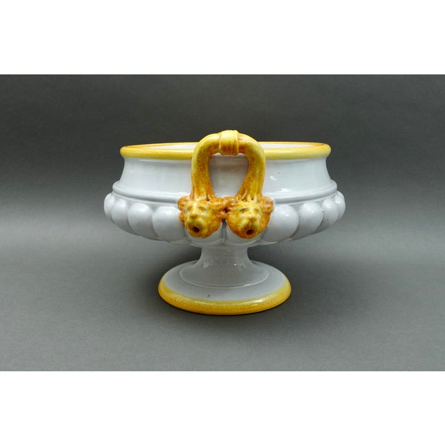 Mid 20th Century Mid 20th Century Large Fortunata Italy Handmade Pottery Centerpiece Pedestal Compote Bowl Lion's For Sale - Image 5 of 11