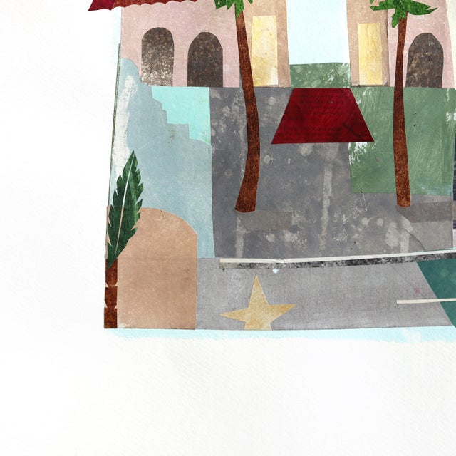 Hollywood Boulevard - Original Los Angeles Cityscape Mixed Media and Collage Painting on Paper by Maria C Bernhardsson For Sale - Image 4 of 6