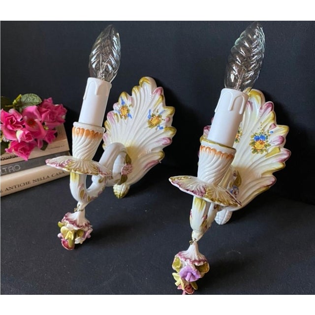 Vintage Italian Ceramic Sconces, 1960s, Set of 2 For Sale - Image 3 of 11