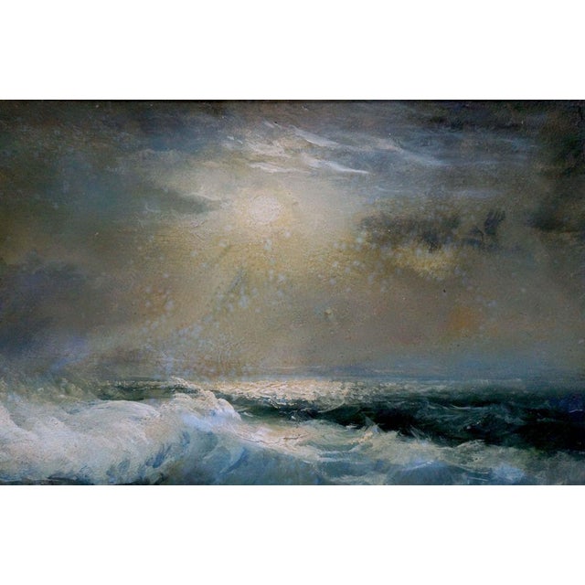 1970s Oil Painting Night Sea Zebek Vladimir Evgenievich For Sale - Image 5 of 10