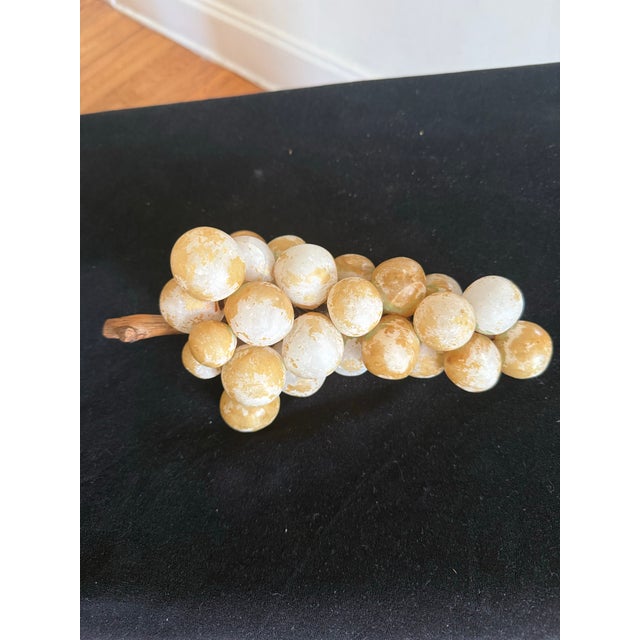 Vintage Italian Natural Alabaster Stone Grape Cluster With Natural Grape Vine For Sale - Image 4 of 6
