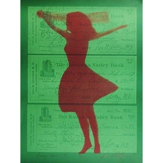 Joanne Seltzer, 1970s Pop Art "Dancing Lessons #2" Green, Pink Silkscreen Mod Ballet Girl Print, 1978 For Sale