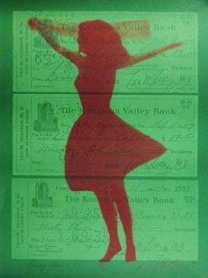 Joanne Seltzer, 1970s Pop Art "Dancing Lessons #2" Green, Pink Silkscreen Mod Ballet Girl Print, 1978