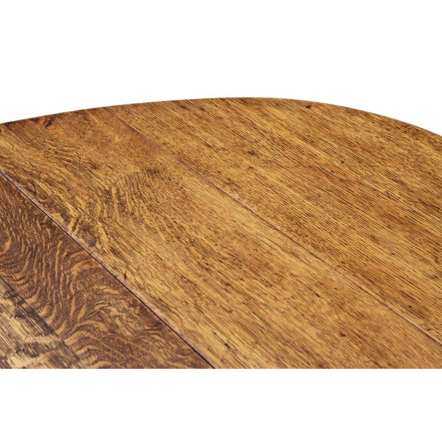 Large Antique Oak Barley Twist Gateleg Drop-Leaf Dining Table, 1920s For Sale - Image 9 of 13