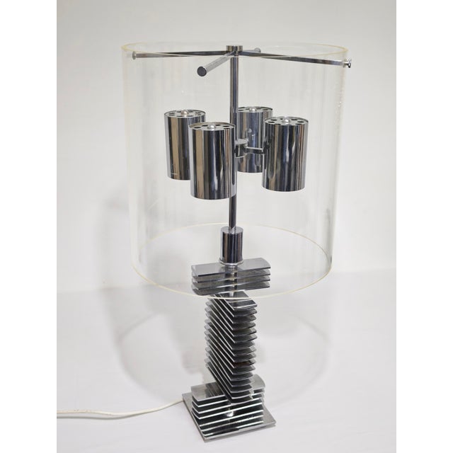 Mid-Century Modern Italian Table Lamp in Chromed Metal and Acrylic Glass, 1970s For Sale - Image 10 of 18