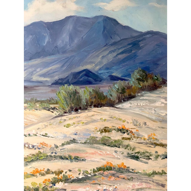 Slate Gray Mid 20th Century "Mount San Jacinto, Palm Springs" Oil Painting on Canvas, Framed For Sale - Image 8 of 11
