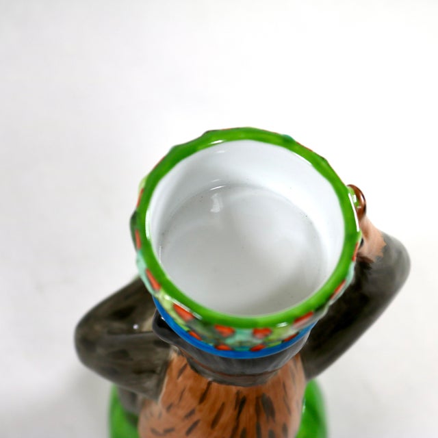 1980s Lynn Chase Porcelain Monkey Business Candle Holder For Sale - Image 5 of 11