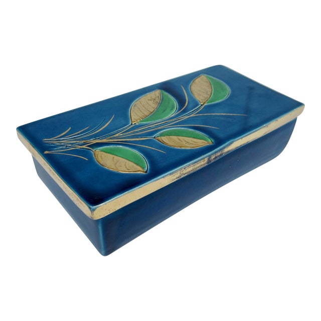 Vintage C.1960's Italian Aldo Londi for Bitossi Ceramic Glazed Lidded Keepsake/Decorative Accent Box For Sale