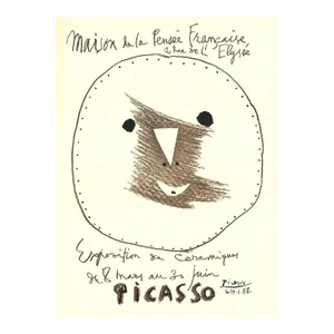 1958 Pablo Picasso 'Exposition de Ceramiques' Cubism Brown,White France Lithograph