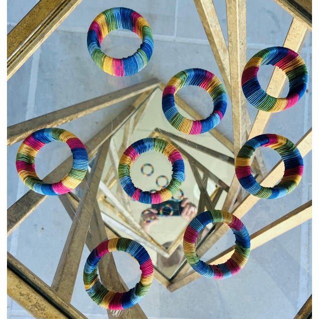 Late 20th-Century Vibrant & Chic Multi-Colored Woven Napkin Rings - Set of 8 For Sale In Austin - Image 6 of 18