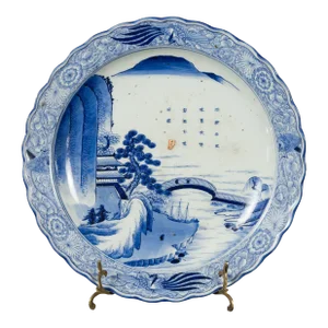 19th Century Japanese Painted Blue & White Porcelain Imari Plate