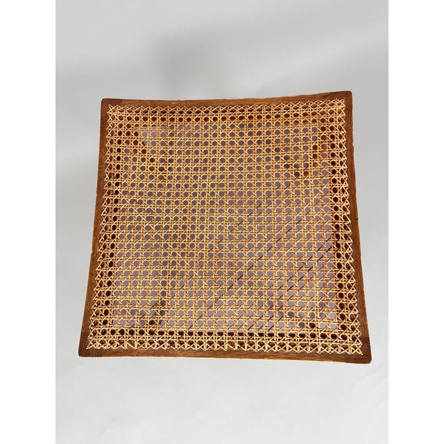 Bernt Petersen Scandinavian Wooden and Rattan Stool by Bernt Petersen, Denmark, 1957 For Sale - Image 4 of 8