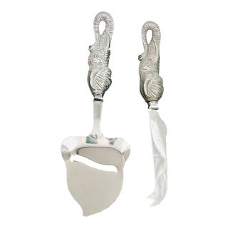 Vintage Arthur Court Elephant 3-Piece Hexagon Cheese Serving Set For Sale