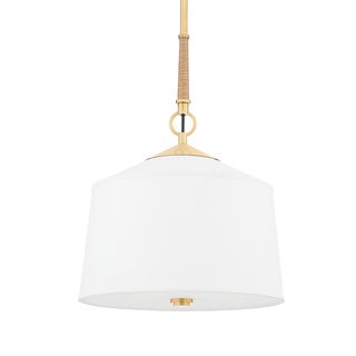 Hudson Valley Lighting White Plains 14 in. 1 Light Pendant in Aged Brass Finish For Sale