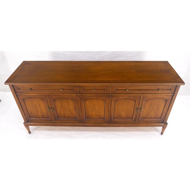 Fine Mid Century Light Walnut 5 Doors 3 Drawers Credenza Dresser Sideboard MINT For Sale - Image 6 of 13