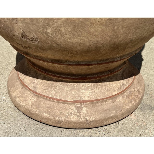 Early 21st Century Pair of 31 Inch French Anduze Planters With Antique Patine, Fleur De Lys For Sale - Image 5 of 12