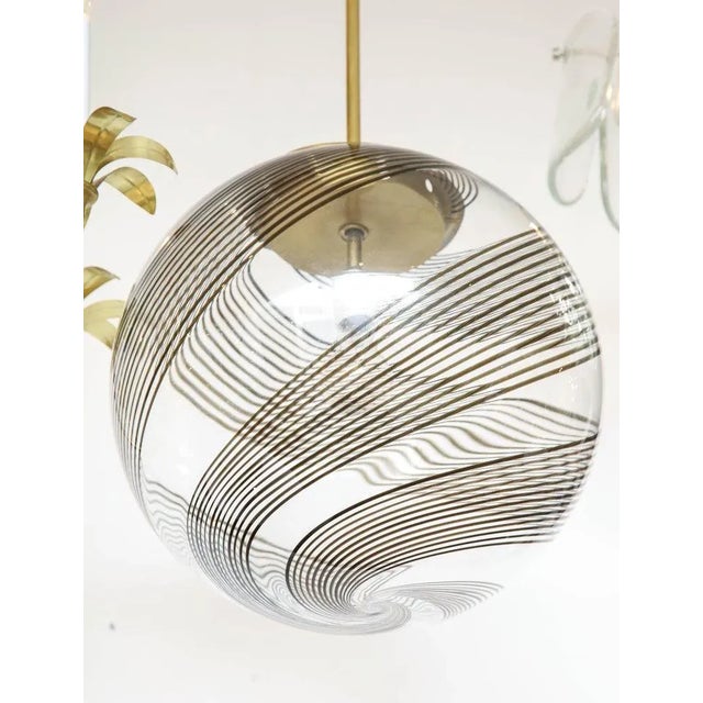 Mid-Century Modern 1960s Venini Glass & Brass Pendant For Sale - Image 3 of 12