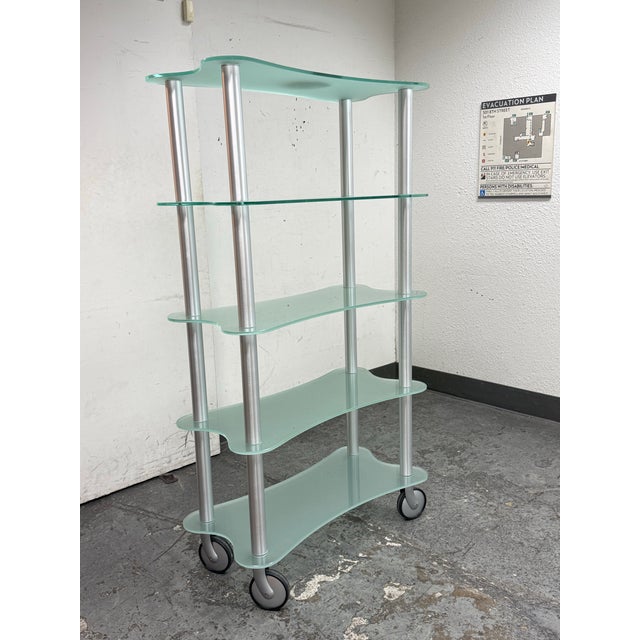 Postmodern Gallotti & Radice Late 20th Century Glass Shelving Cart For Sale - Image 3 of 12