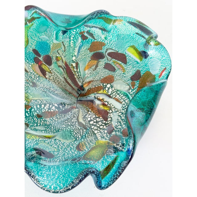 Mid-Century Modern 1950s Mid Century Modernist Italian Multicolor Confetti Murano Style Art Glass Freeform Decorative Bowl For Sale - Image 3 of 12