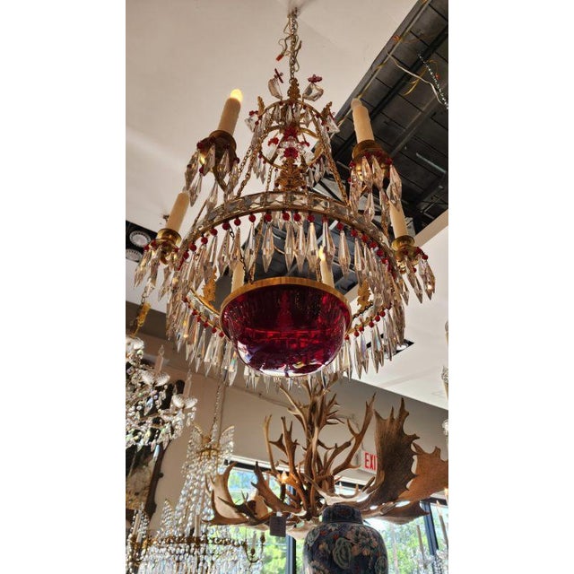 Early 19th Century Early 19th Century Empire Style Gilt-Brass and Glass Chandelier For Sale - Image 5 of 9