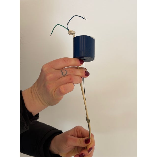 Glass White and Blue Glass Chandelier, 1970s For Sale - Image 7 of 11