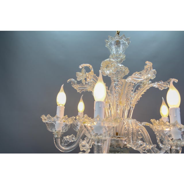 Venetian Murano Glass and Gold Dust Floral Chandelier, Italy, 1950s For Sale - Image 12 of 18