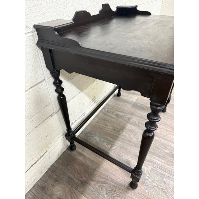 Wood Vintage William & Mary Revival Mahogany Writing Desk For Sale - Image 7 of 13