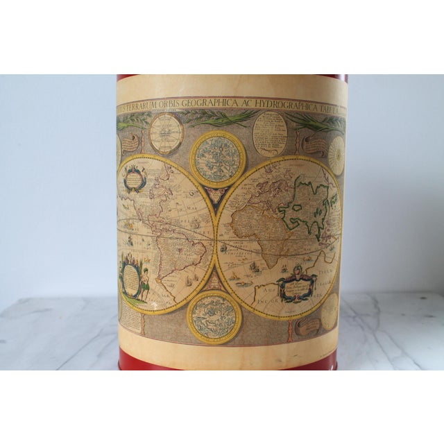 Traditional Vintage Keller Charles of Philadelphia Waste Basket “The World in Hemisphere” For Sale - Image 3 of 11