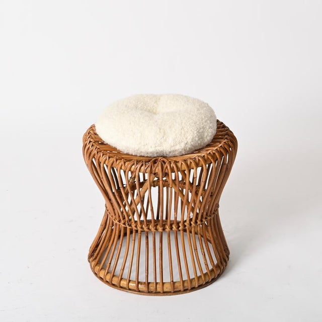 1960s Ottoman in Curved Rattan and Woven Wicker by Franco Albini, Italy, 1960s For Sale - Image 5 of 14