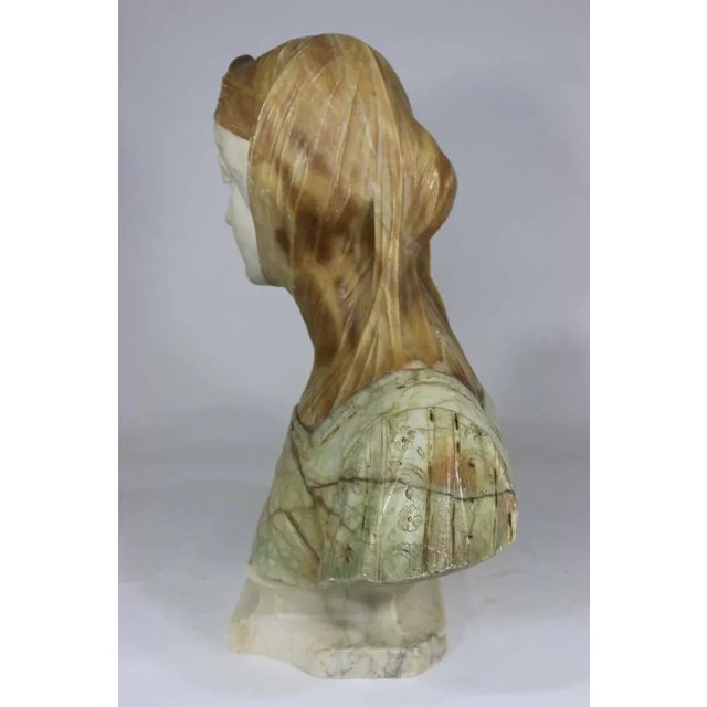 19th Century Italian Extraordinary Bust of Dantes Beatrice Marble and Alabaster For Sale - Image 4 of 6